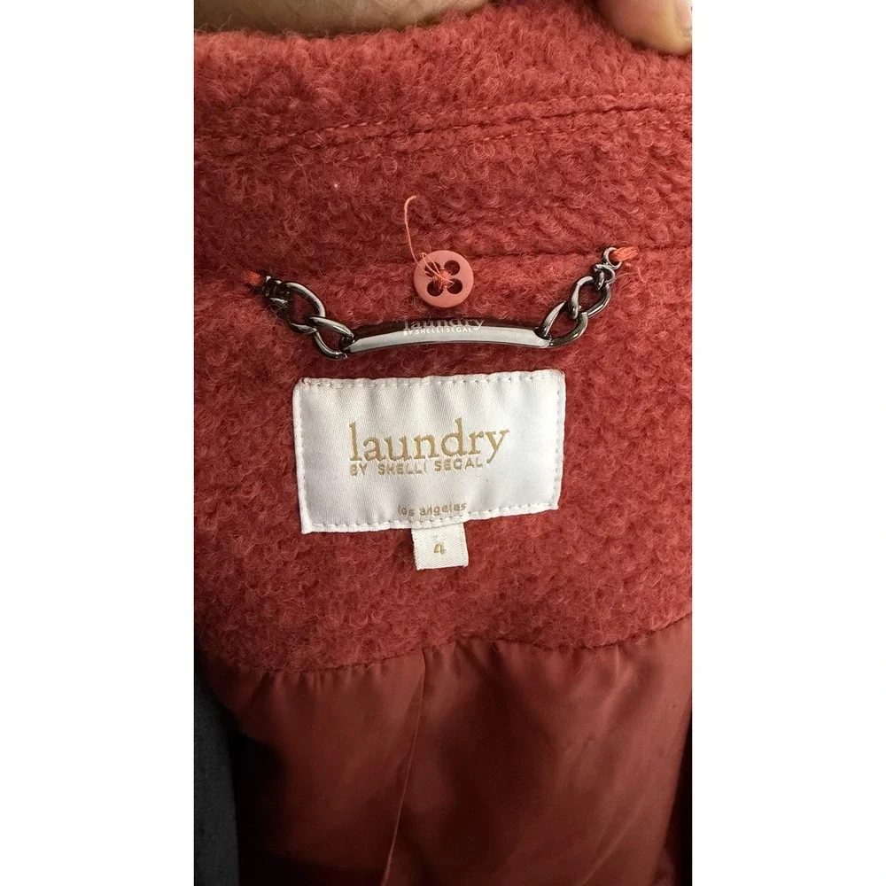 Laundry Shelli‎ Segal Red Bouclé Wool Blend Peacoat Women's Sz 4 Double Breasted